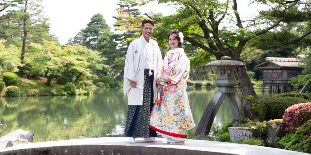 【和装での前撮りプラン】◆徒歩圏内の兼六園・ひがし茶屋街で撮影しよう◆